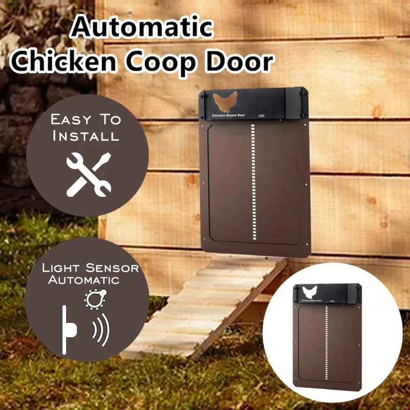 Gaismas Sensors Automātiski Chicken Coop, Durvju Gaismas Jutīga Smart Plastmasas Suns Pet Mājas Durvīm Ūdensizturīgs Lauksaimniecības Dzīvnieku Aksesuāri 0