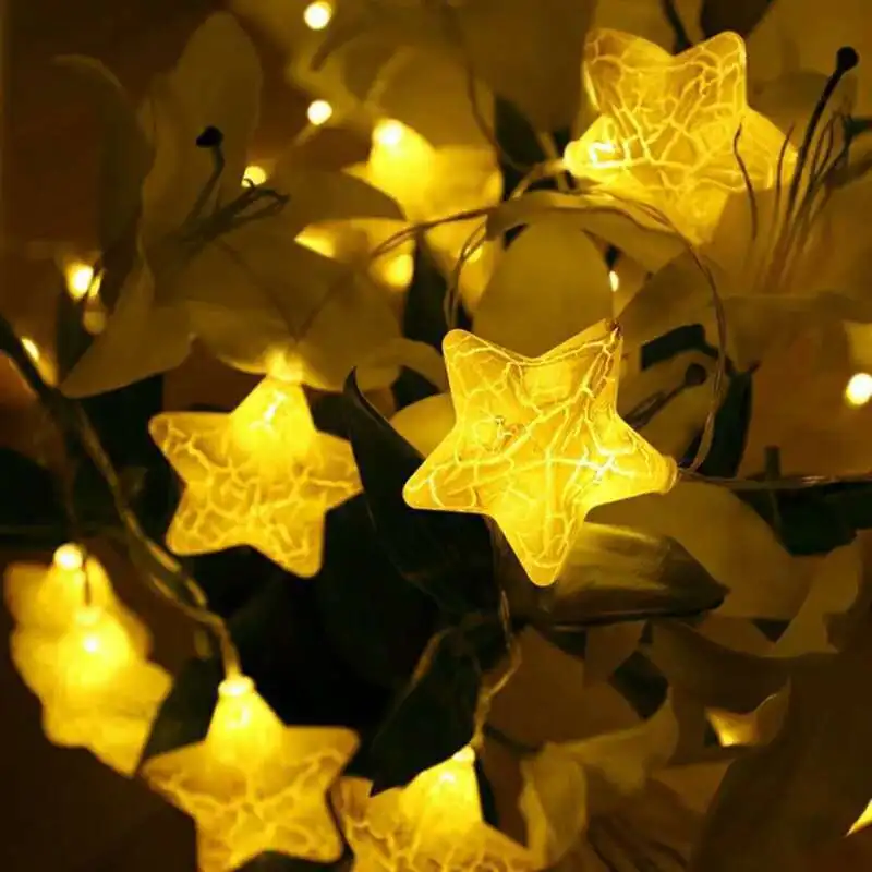 LED Zvaigžņu String Gaismas Ziemassvētku Pasaku Gaismas Ledus Plaisa Star Formas Vainags Gaismas Xmas Party Kāzu Mājās Svētku Apgaismojums 0