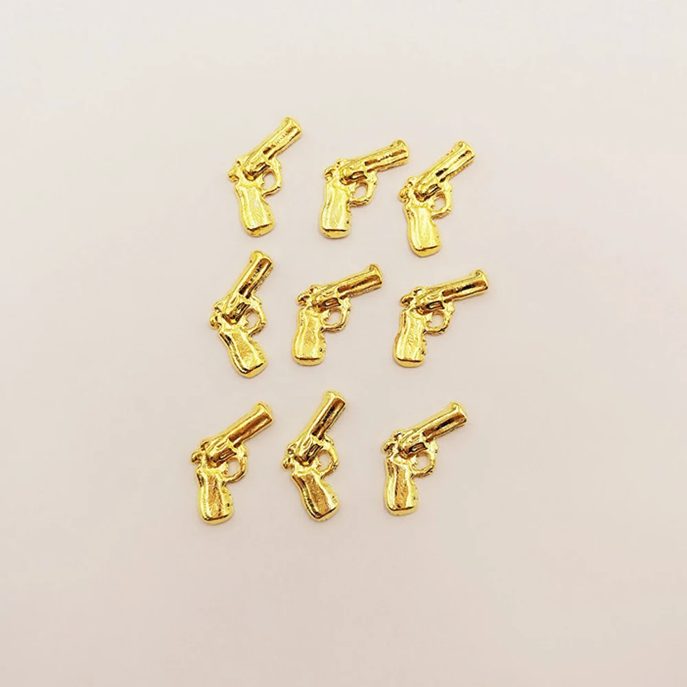 771185 50 Gabalu/maiss Nagu Radošumu Apdare 3D Pistole Formas Nagu Mākslas Apdare Šarmu DIY Sakausējuma Nail Art Piederumi Supplie 1