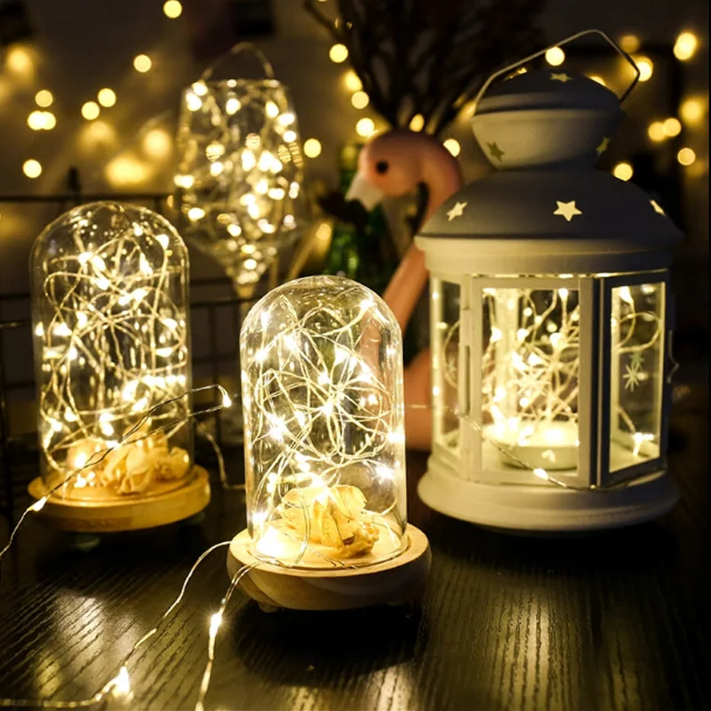 2-10M LED String Gaismas Vara Stieples Pasaku gaismas Akumulatora Barošanu Vainags Lampas Brīvdienu Guļamistabu Mājās Ziemassvētku Kāzu Dekori 1