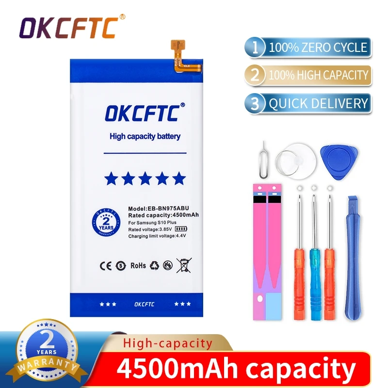 OKCFTC EB-BG975ABU 4500mAh Akumulators SAMSUNG Galaxy S10 Plus S10+ SM-G9750 Baterijas 1