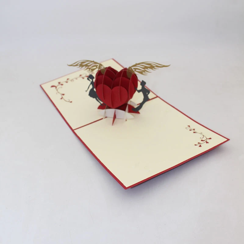 3D Roku darbs, kas Peld ar Sirds Salds Mīļotājiem Pāris Papīra Ielūguma, Apsveikuma Kartes, Pastkartes Valentīna Diena Kāzu Gadadienas Dāvanu 2