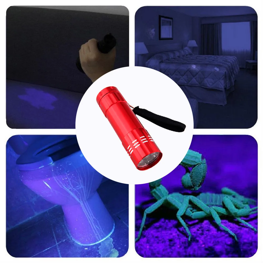 Ūdensizturīgs 395nm Ultravioleto 9 LED Lukturīti UV Gaismas Lāpu Naudas Noteikšanas Lukturīti, Violeta Gaisma UV Lāpu Lampas 2
