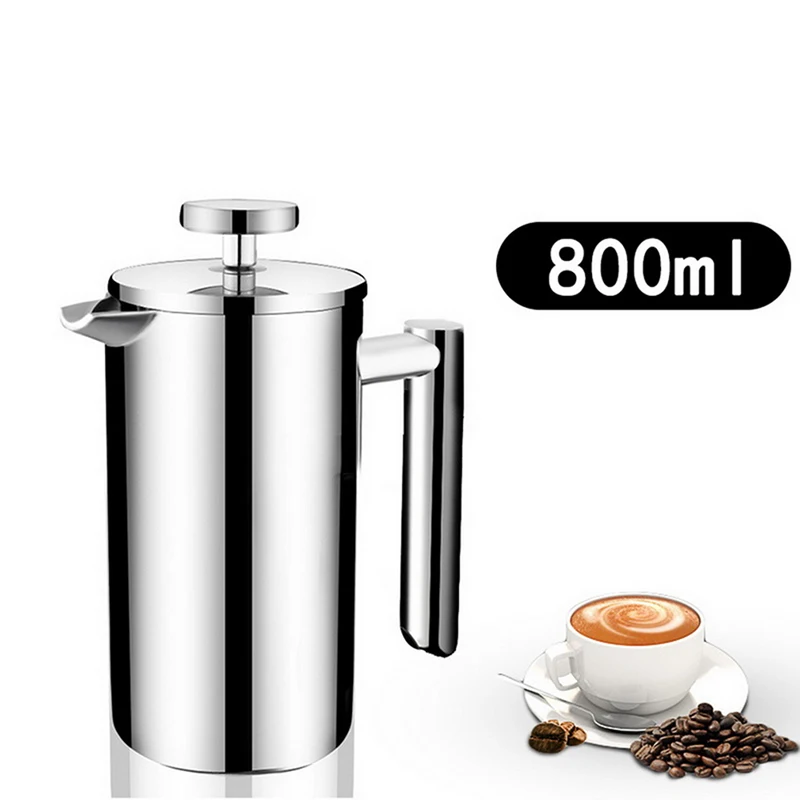 350/800/1000ML Kafijas Podi Dubultā Slāņa Nerūsējošā Tērauda Kafijas Un Tējas Maker franču Nospiediet Siltuma Saglabāšana Krūze 2