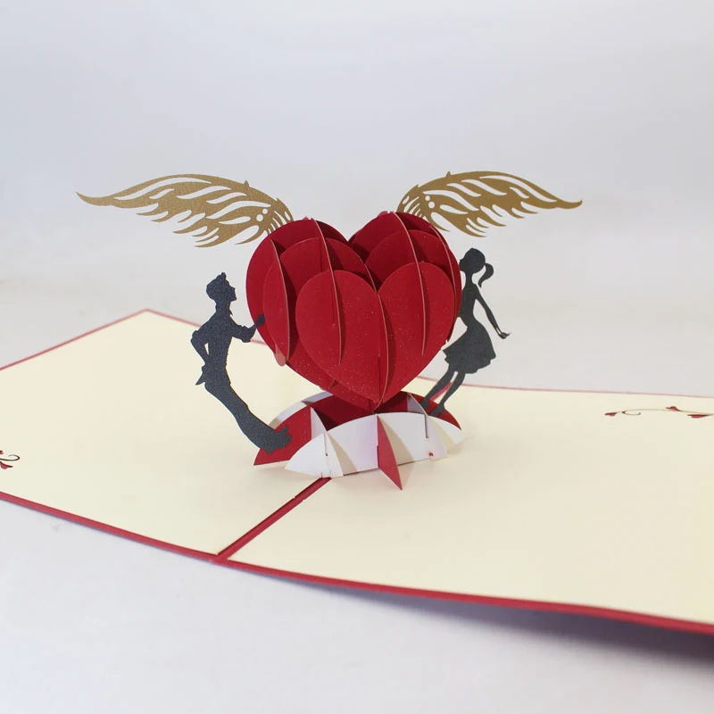 3D Roku darbs, kas Peld ar Sirds Salds Mīļotājiem Pāris Papīra Ielūguma, Apsveikuma Kartes, Pastkartes Valentīna Diena Kāzu Gadadienas Dāvanu 3