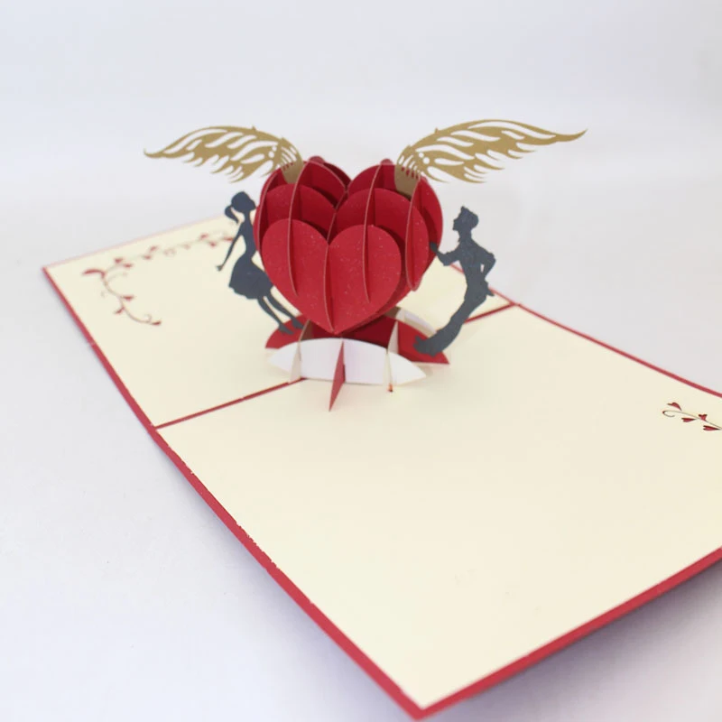 3D Roku darbs, kas Peld ar Sirds Salds Mīļotājiem Pāris Papīra Ielūguma, Apsveikuma Kartes, Pastkartes Valentīna Diena Kāzu Gadadienas Dāvanu 4