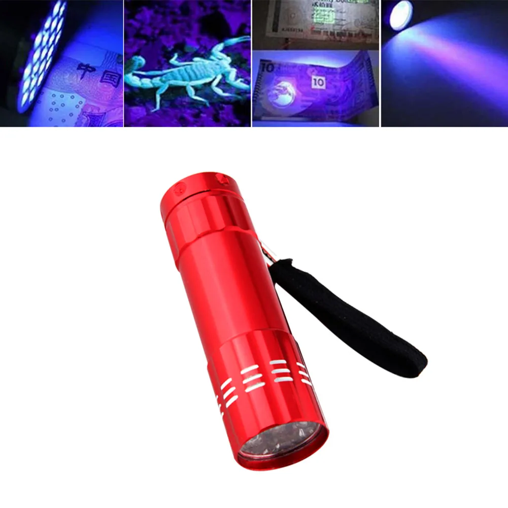 Ūdensizturīgs 395nm Ultravioleto 9 LED Lukturīti UV Gaismas Lāpu Naudas Noteikšanas Lukturīti, Violeta Gaisma UV Lāpu Lampas 4