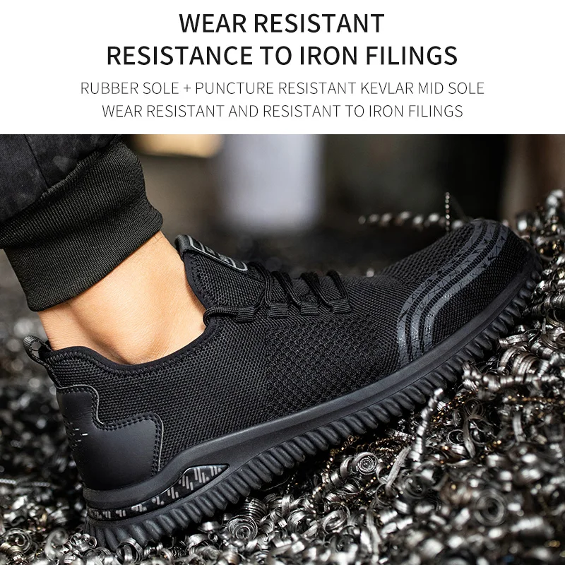 Vasaras Drošības Apavi tērauda kājām Vīriešu Modes Anti-smashing Vīriešu Darba Zābaki Black Red Elpojošs Ērti Sporta Apavi Sneaker 5
