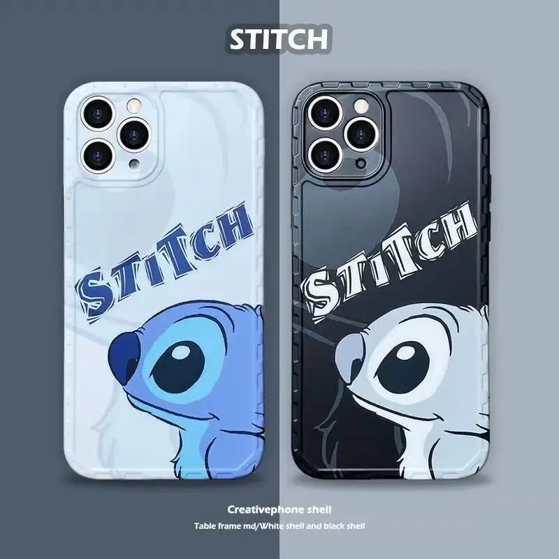 Disney Stitch Pāri Karikatūra Mobilo Tālruni Gadījumā, iPhone 13 13Pro 12 12Pro 11 Pro X XS MAX XR 7 8 Plus SE Gudrs Anti-Fall Vāciņu 5
