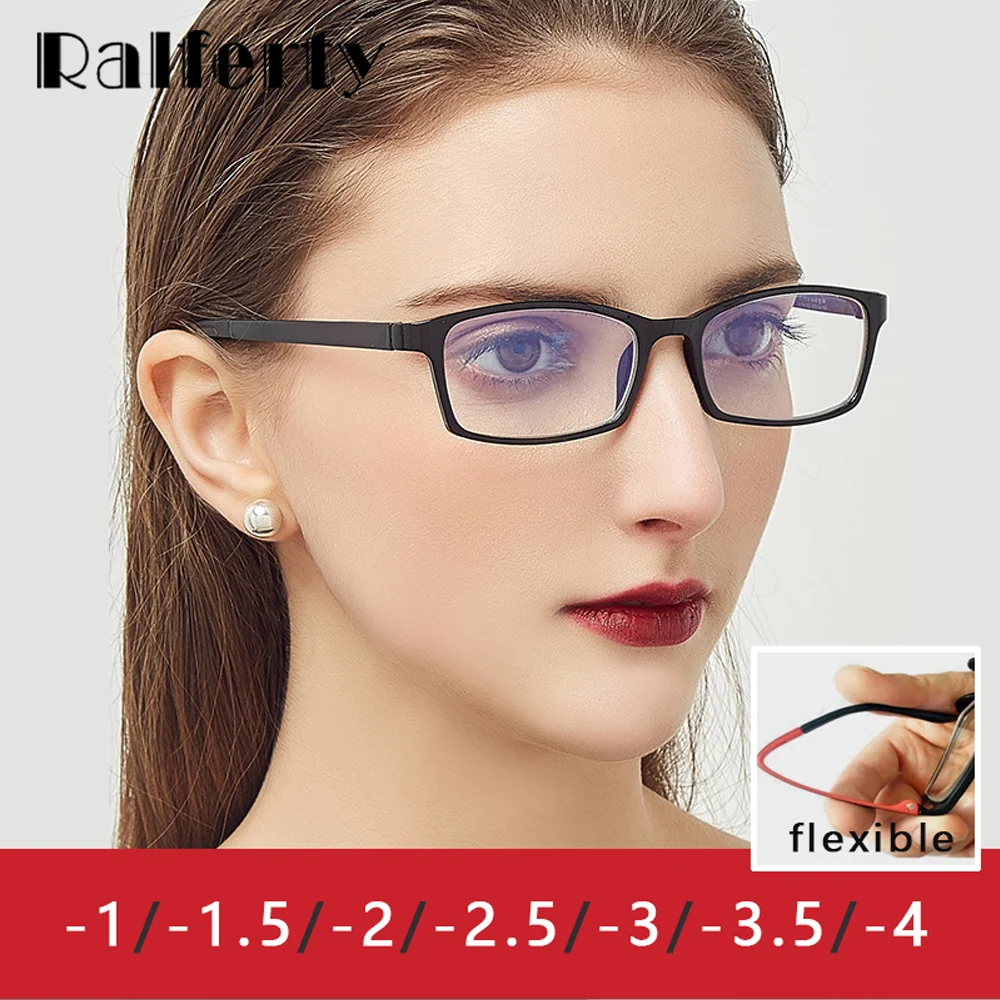 Ralferty Vīriešu Brilles Redzes TR90 Taisnstūra Sieviešu Pakāpes Briļļu Rāmis Tuvredzība Lēcas ar Mīnus Dioptriju oculos -1 -2 -3 -4 5