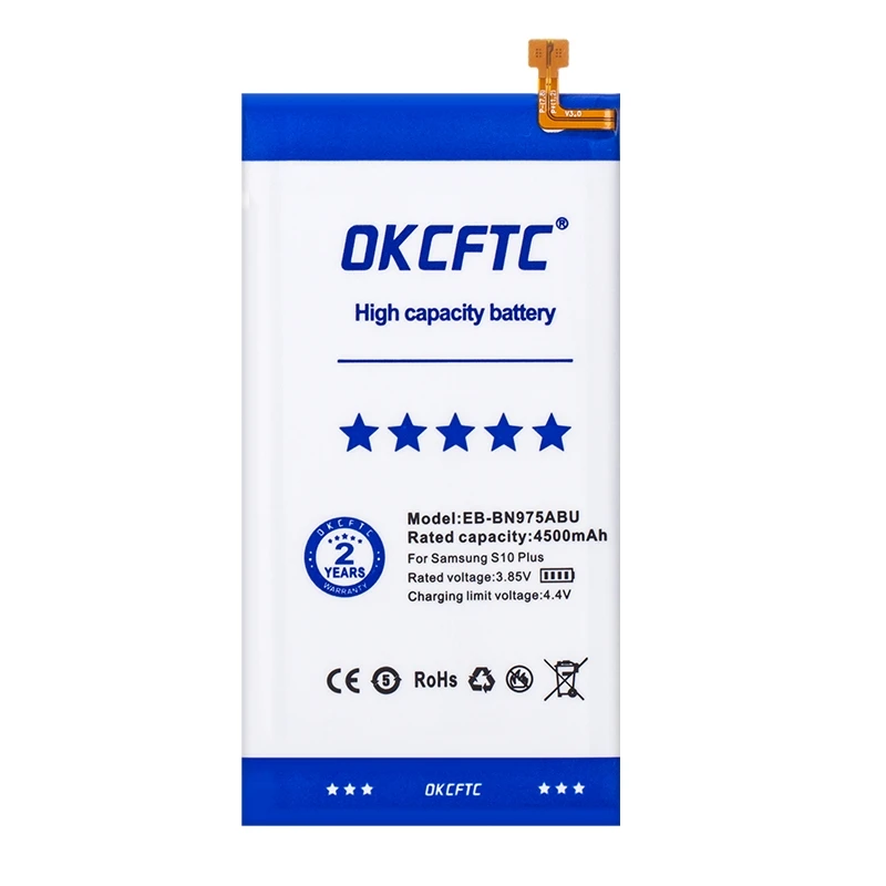 OKCFTC EB-BG975ABU 4500mAh Akumulators SAMSUNG Galaxy S10 Plus S10+ SM-G9750 Baterijas 5