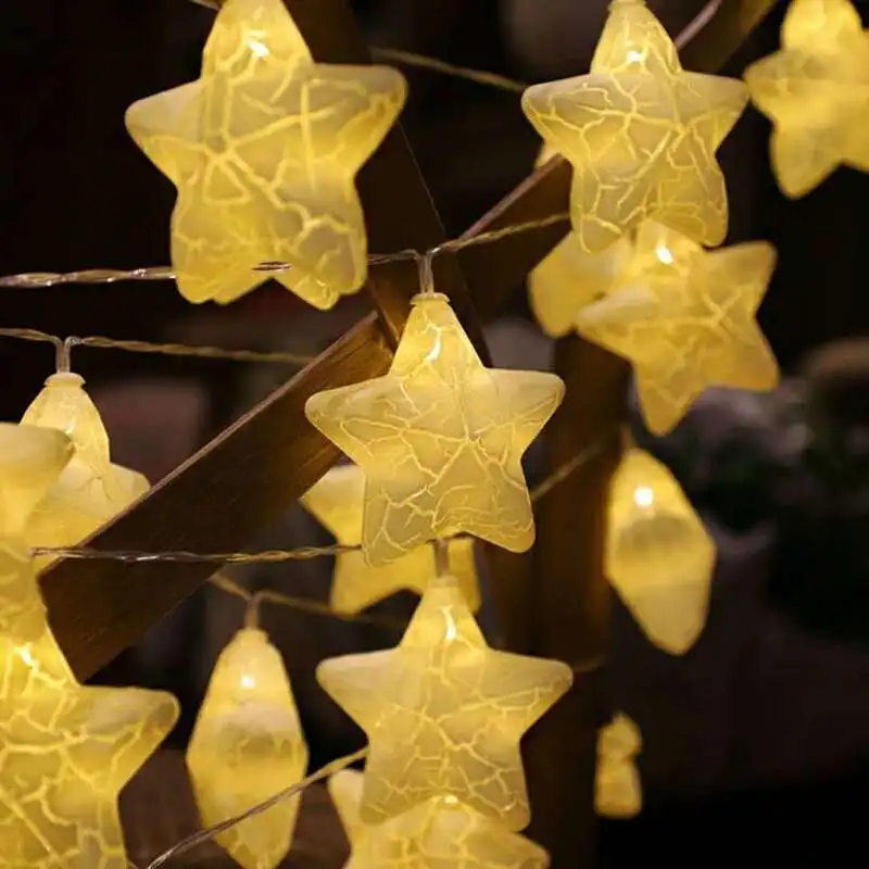 LED Zvaigžņu String Gaismas Ziemassvētku Pasaku Gaismas Ledus Plaisa Star Formas Vainags Gaismas Xmas Party Kāzu Mājās Svētku Apgaismojums 5