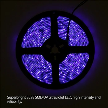 20W LED UV Gaismas Lentes Ultravioleto Elastīgu Violeta 16.5 PĒDU Blacklight 5M 300LEDs