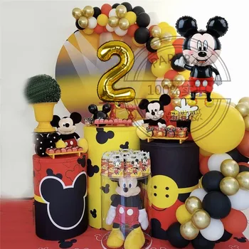 91pcs Disney Minnie Mickey Mouse Puse Balonus Sarkanā, Melnā Lateksa Balonu, Bērniem, Dzimšanas dienu, Bērnu Dušas Dekoriem Zēns, Meitenes Dāvanas