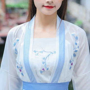Ķīniešu Tradicionālā Kleita Hanfu Sieviešu Mūsdienu Pasaku Hanfu Femme Kleitas Plus Lieluma Vasaras 2021 Vintage Blue Hanfu Svārki Meitenēm