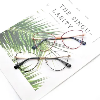 LUCIDIE ir 2021. Metāla Cat Eye Sieviešu Brilles, Optiskās Brilles Sieviešu Datora, Lasot Recepšu Liels Rāmis Notīrīt Lēcas, Brilles