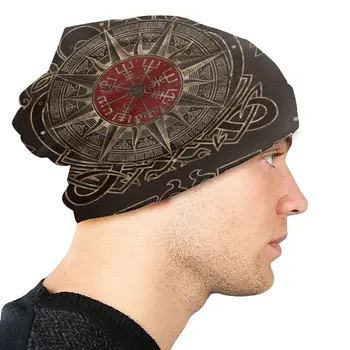 Vikingu Kompass Rotājumu Cepures Modes Rudens Ziemas Āra Beanies Klp unisex Vīriešu, Sieviešu Homme Silts Divējāda lietojuma Sunīti Adīta Cepure
