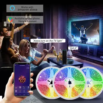 Wifi Remote Kontrolieris LED Sloksnes Gaismas Tuya Smart Dzīves RGB Led Lentes 5050 Darbu ar Alexa, Google Apdare Sienas Guļamistabā