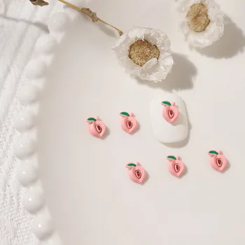 10Pcs 2 Formas Persiku Sveķu Piekariņi Akrila Nagi Cute Augļu Modes Rhinestone Nail Art Strass Apdare DIY Nail Piegāde