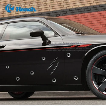 Ir 2021. Car Styling, 3D Viltus Ložu Caurumu Lielgabalu Šāvieniem Funny Automašīnu Ķivere Uzlīmes Uzlīmes Emblēmas Simbols Radošo personalizētas Uzlīmes