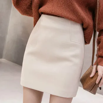 Mini Svārki Sieviešu Vintage-line Cietā Augsta Vidukļa Moderns korejiešu Stilā Harajuku Slim Elegants Plus Lieluma 3XL Rudens Streetwear