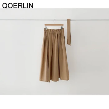 QOERLIN Vintage Stilīgs Melns Liels Hem Svārki Sievietēm ar Augstu Vidukli, Mežģīņu Augšu Vidēja garuma Svārki Eleganti Sānu Rāvējslēdzējs-line Ilgi Svārki