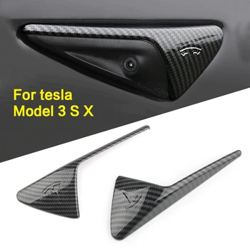 2gab/Komplekts Tesla Model 3 Y S X Model3 Pusē Kamera Oglekļa Šķiedras ABS Aizsardzības Vāks Tesla Model Trīs Aksesuāri