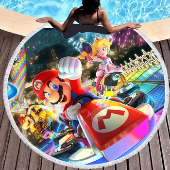 Super Mario sērija mat Mario Bros animācijas spēle attēls digitālā druka mat kārta pludmales dvieli ar pušķis dzimšanas dienas dāvanas