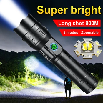 XHP90 Spēcīgākajiem LED Lukturīti 18650 USB Uzlādējams Lukturis lieljaudas Lāpu Taktisko Flash Gaismas Ūdensizturīgs Medību Laternas