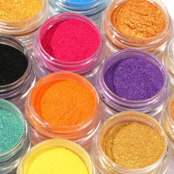 12 krāsas Pigmentu Nagu Pulveris Komplekts Nagu Efekta Nagu Spīdums Putekļu Nail Art Dekoru ar Alvu Pulveris DIY Dizains