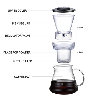 Radošā Ledus Kafijas Kanna Izturīga Stikla Aukstā Brūvēt Pot Ledus Dripper Kafijas Kanna Kafijas Tējkanna Praktiski Kafijas Automāts Coffeeware