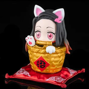 Demon Slayer Anime Darbības Rādītāji Kamado Nezuko Fortune Cat Q Posket PVC Modeļu Kolekcija, Bērnu Rotaļlietas Meitenēm Lelles Dāvanas