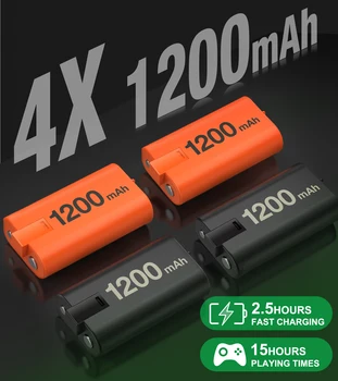 4x1200mAh Uzlādējams Akumulators priekš Xbox Sērijas X|S/Xbox One S/X/Elite Wilreless Gamepad + Lādētājs Doks Xbox Controle Akumulators