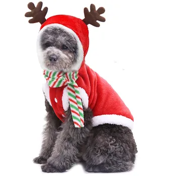 Mīksto Koraļļu Vilnas Ziemassvētku Mājdzīvnieku Apģērbu Gudrs Chihuahua Suns Džemperis Ragi Izpušķot Suns Pelēkā Vārna Ziemas Ziemassvētku Suņu Kostīms