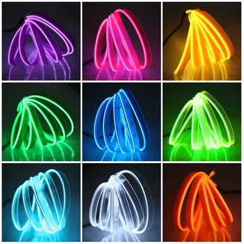 LED Neona Gaismas Zīme El Wire RGB Elastīgu 3 V Ūdensizturīgs Istabas Pusi Ziemassvētku Dāvanu Kāzu Auto Dekori Varavīksnes Krāsains LED Sloksnes Gaismas