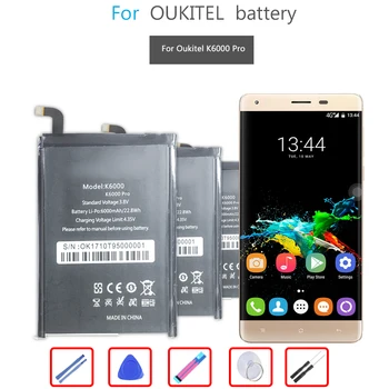 Bezmaksas Rīkiem K6000 Pro Mobilā Tālruņa Akumulatoru Oukitel K6000 K6000Pro Nekustamā 6000mAh Augstas Kvalitātes Rezerves Bateria Baterijas