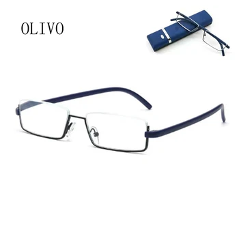 Anti-Zila Gaisma Lasīšanas Brilles Sievietēm, Vīriešiem Metāla Puse Kadra Laukumā Brilles TR90 Brilles Ar Lietu Optisko Datoru, Brilles