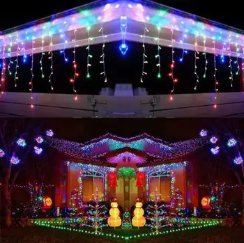 5M Ziemassvētku Vainags LED Aizkaru Lāsteku String Gaismas Krituma 0.4-0.6 m AC 220V Dārza Iela Āra Dekoratīvie Svētku Gaismas