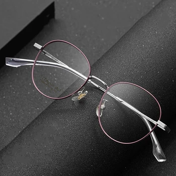 KatKani Retro Kārtu Tīra Titāna Brilles Rāmis Divu krāsu Mazo β Titāna Tuvredzība Optisko Recepšu Brilles Sievietēm K8803