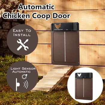 Gaismas Sensors Automātiski Chicken Coop, Durvju Gaismas Jutīga Smart Plastmasas Suns Pet Mājas Durvīm Ūdensizturīgs Lauksaimniecības Dzīvnieku Aksesuāri