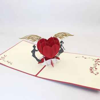 3D Roku darbs, kas Peld ar Sirds Salds Mīļotājiem Pāris Papīra Ielūguma, Apsveikuma Kartes, Pastkartes Valentīna Diena Kāzu Gadadienas Dāvanu