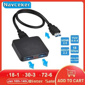 Navceker HDMI Splitter 1x2 1080P 4K HDMI Splitter 1 2 no 2 Ports, HDMI Pastiprinātājs HDMI Kabeli Sadalītāja 2.0 HDTV PS4 PS5 Xbox