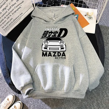 Sākotnējā D pelēkā vārna Modes pelēkā vārna Par MAZDA RX-7 FC3S Drukāt Grafiskā Hoodies ar garām Piedurknēm Vīriešiem Harajuku Anime sporta Krekli Sudaderas
