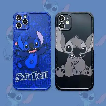 Disney Stitch Pāri Karikatūra Mobilo Tālruni Gadījumā, iPhone 13 13Pro 12 12Pro 11 Pro X XS MAX XR 7 8 Plus SE Gudrs Anti-Fall Vāciņu