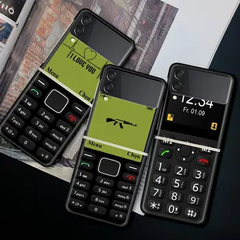 Viedtālrunis Drukāt Tālrunis Case For Samsung Galaxy Z Flip 3 5G Vāciņš Melns Grūti PC Mājokļu Zflip3 Luksusa Segmentēti Fundas