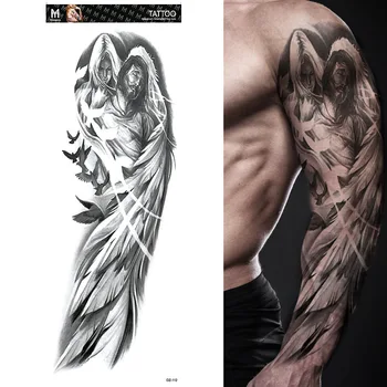 Ūdensnecaurlaidīgus Pagaidu Pilnas Rokas Tetovējumi Cilvēks Sieviešu Atdzist Kāju Mākslas Tīģeris, Vilks Melnās Piedurknes Lielu Viltotas Uzlīmes Mirdzēt Vairākas Stils