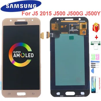 Super AMOLED J5 LCD Displejs Priekš Samsung Galaxy J5. Gadam J500 J500Y J500FN J500M J500G LCD Displejs, Touch Screen Digitizer Montāža
