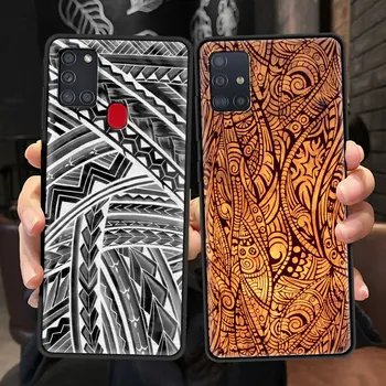 Mobilais Tālrunis Case For Samsung Galaxy A51 A71 A12 A21s A31 A52 A32 A41 Black Stilīgs Aizsargātu Segtu Maori Samoāņu Polinēzijas Drukāt