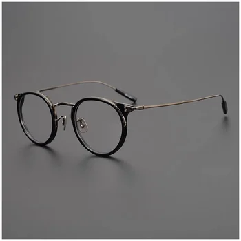 Japānas Zīmola Roku Darbs Desiger Retro Kārtu Titāna Brilles Rāmis Sieviešu, Vīriešu Tuvredzība Recepšu Brilles 7285 Classic Gafas