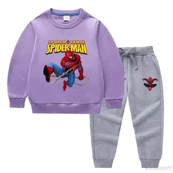 Disney Zirnekļcilvēka Zēnu Apģērba Komplekts Pavasara Rudens Modes Tracksuit Kapuci Bikses, Uzvalks Bērniem Meitene Krekls